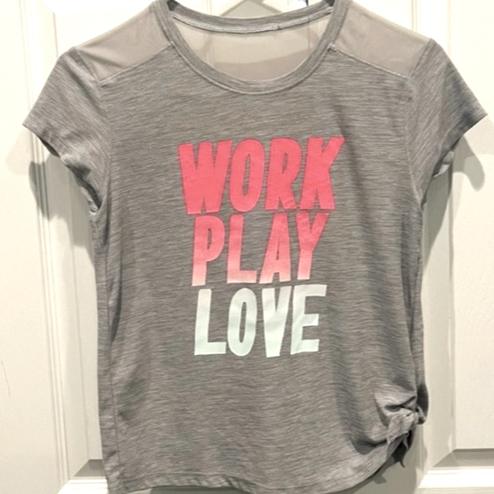 Girls Gray Athletic T-Shirt, Knot, Excellent Condition